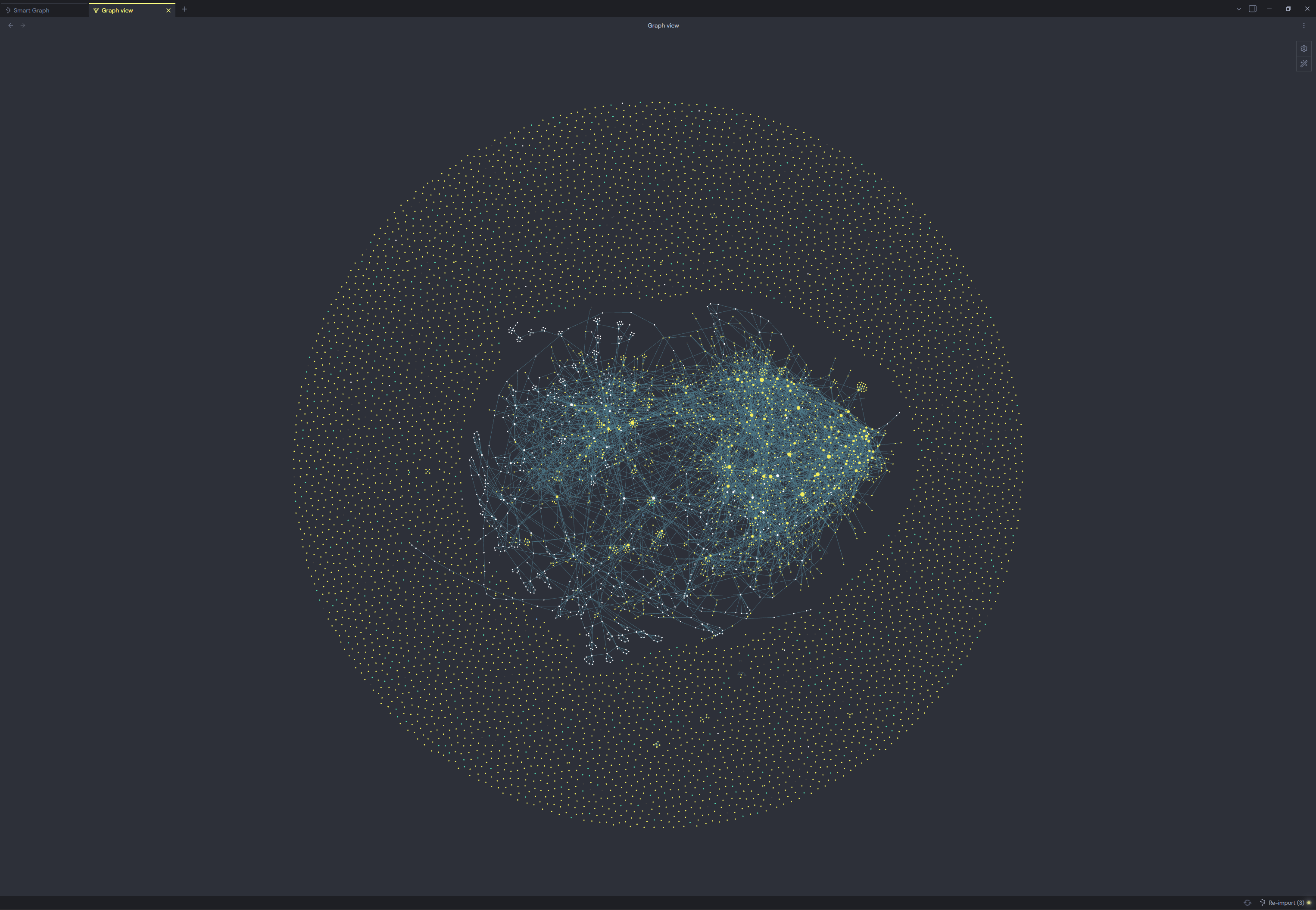 Obsidian native graph view showing explicit authored links rather than semantic neighborhoods