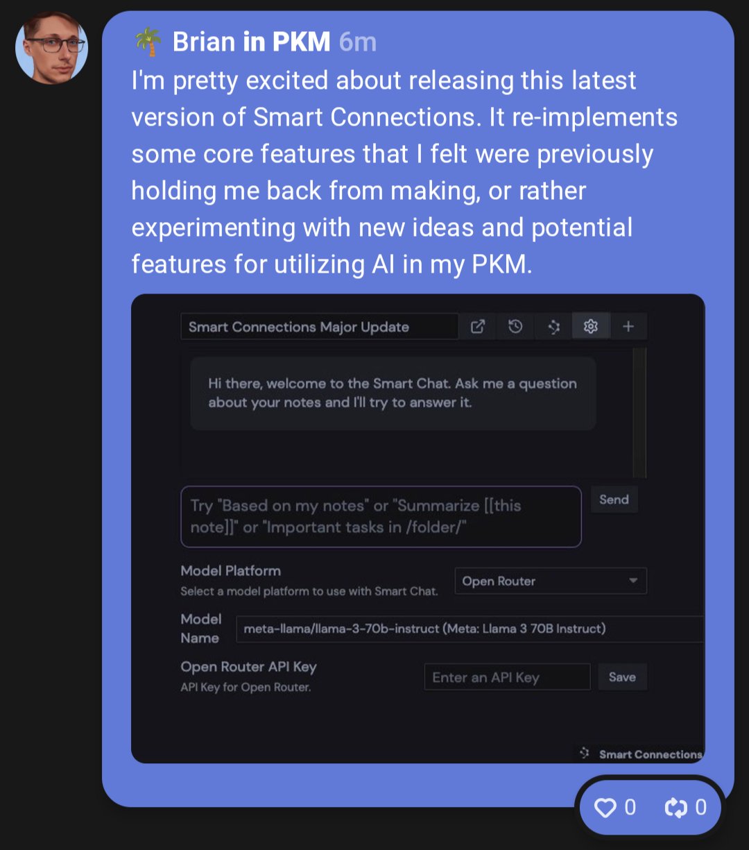 I'm excited about this release because it wraps up the process of re-writing some core features that will enable me to experiment with and add new features to Smart Connections.